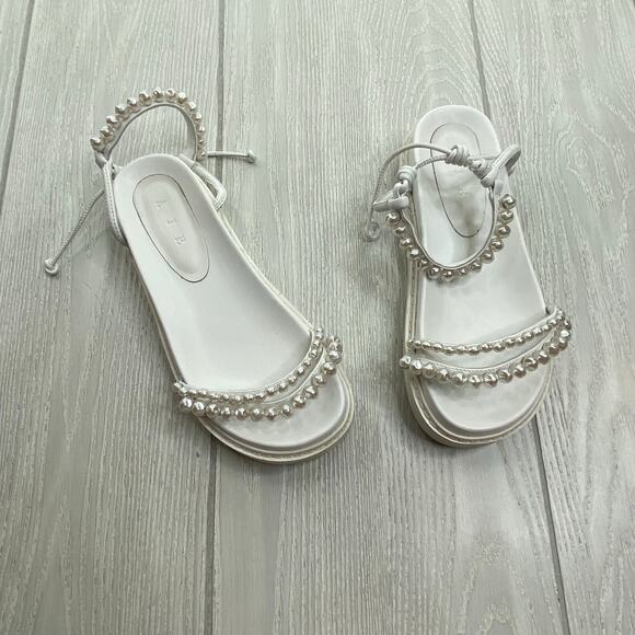 Aje Women's White Neo Pearl Embellished Platform Sandals Size 6 / 37 $275 - Picture 2 of 12